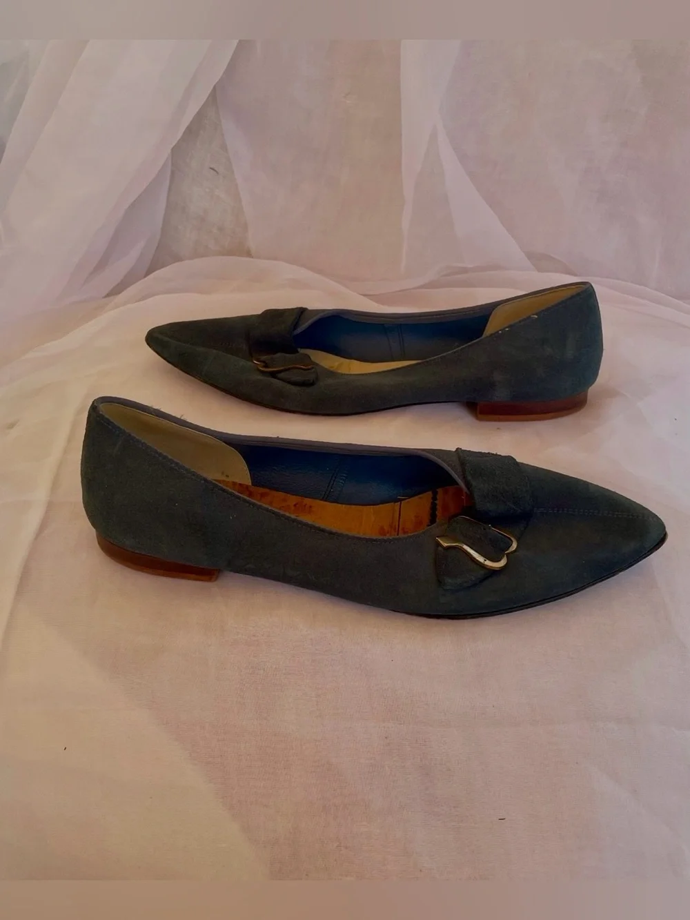 Vintage Blue Suede Flats with Matching Purse set! Sz. 7.5